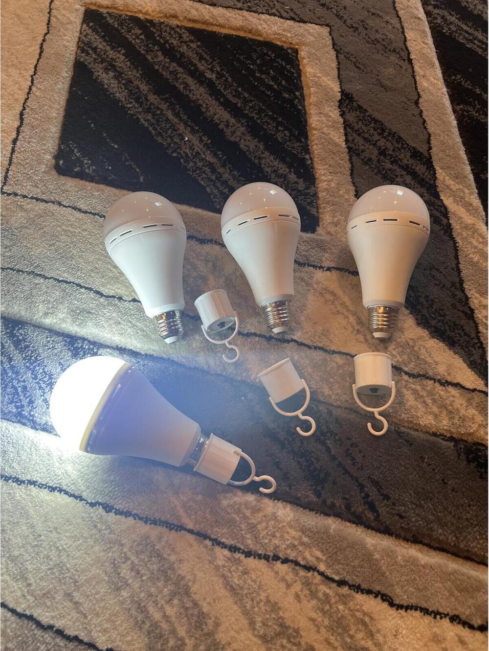 Set of 4 LED Light Bulbs with Hooks - 8 Inch, Bright White